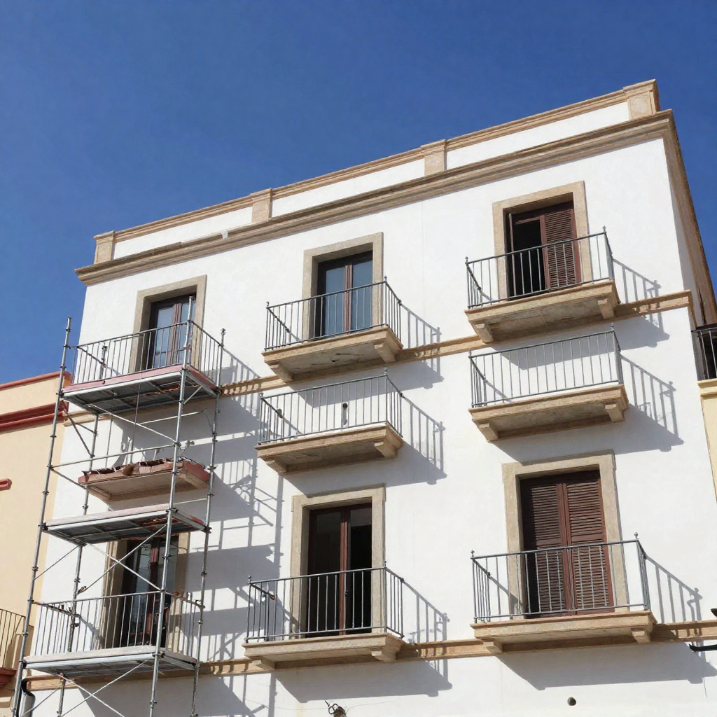 Rehabilitacion de fachada de edificio mediterraneo en Palma de Mallorca
